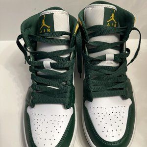 GENTLY USED UNISEX Jordan 1 Mid "Noble Green/Pollen/White" Shoe